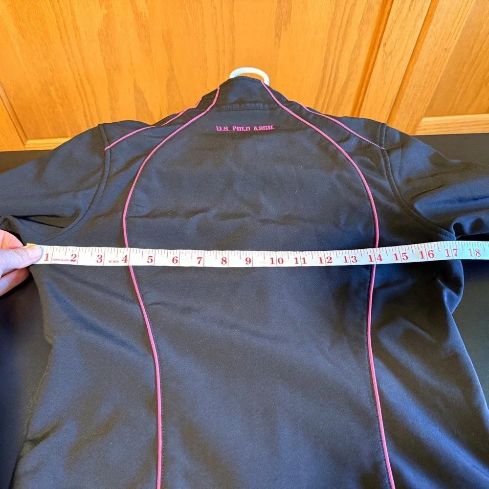 U.S. Polo Assn. Girls Black Pink Softshell Lined W/Fleece Full Zip Jacket